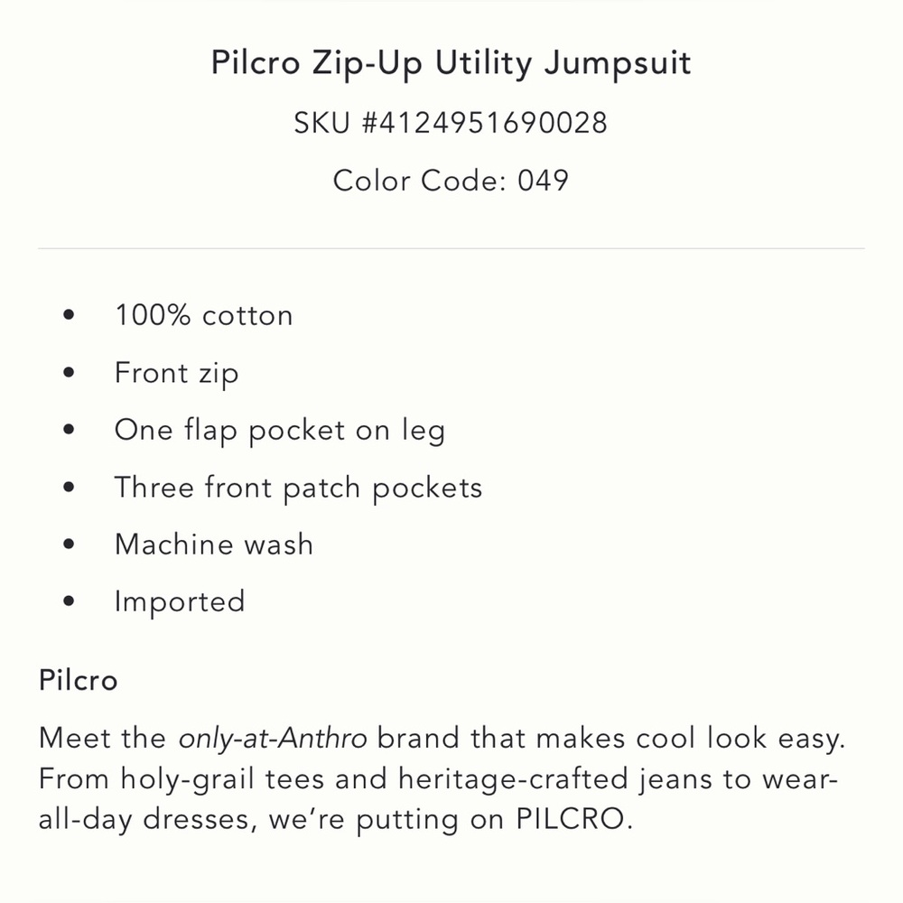 Pilcro Navy and White Zip-Up Utility Jumpsuit - Picture 9 of 10